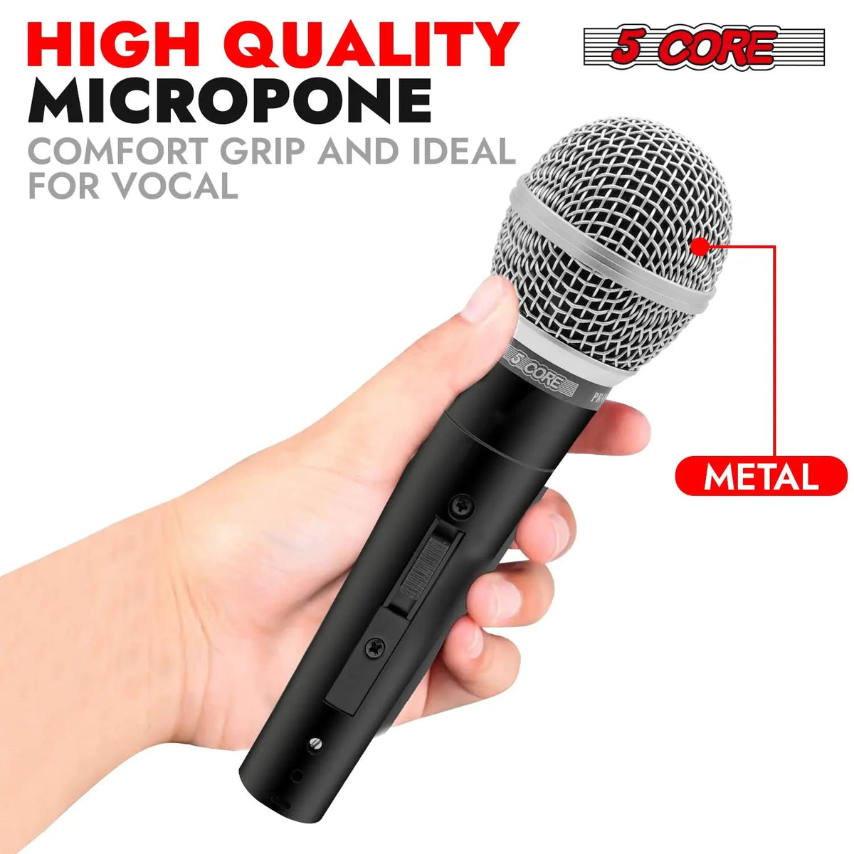 5Core XLR Microphone Dynamic Mic Karaoke Singing Studio Microfono Handheld Mics - HONORABLE VETERANS SOLUTIONS