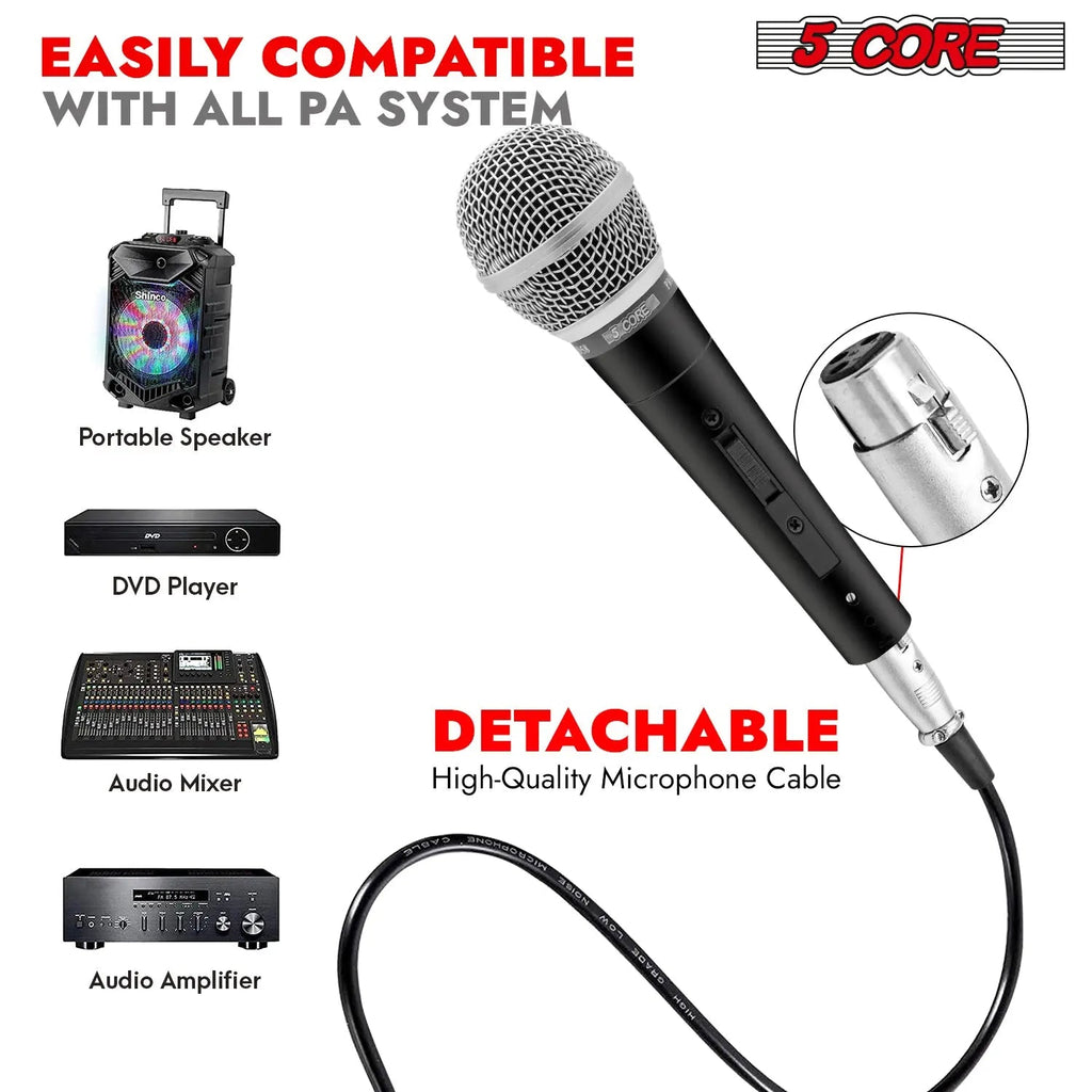 5Core XLR Microphone Dynamic Mic Karaoke Singing Studio Microfono Handheld Mics - HONORABLE VETERANS SOLUTIONS