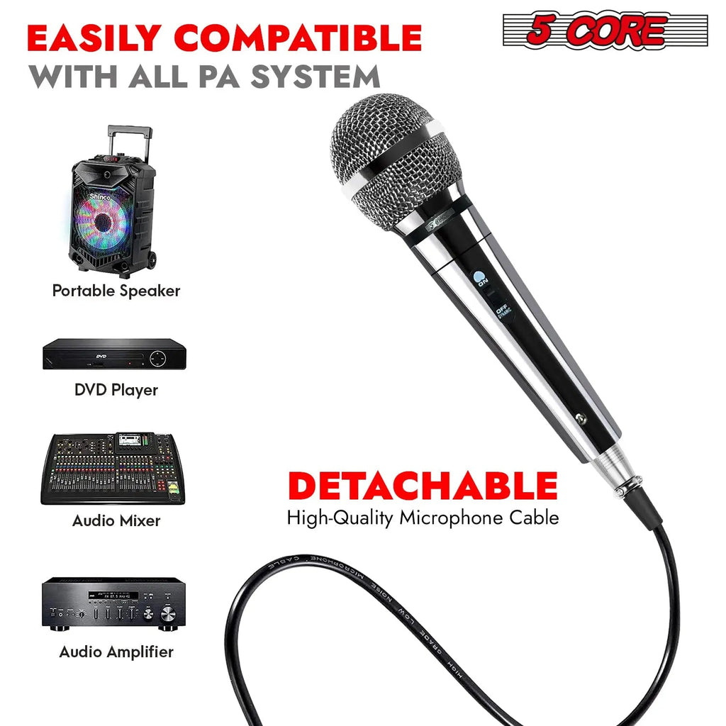 5Core XLR Microphone Dynamic Mic Karaoke Singing Studio Mics Handheld Microfono - HONORABLE VETERANS SOLUTIONS