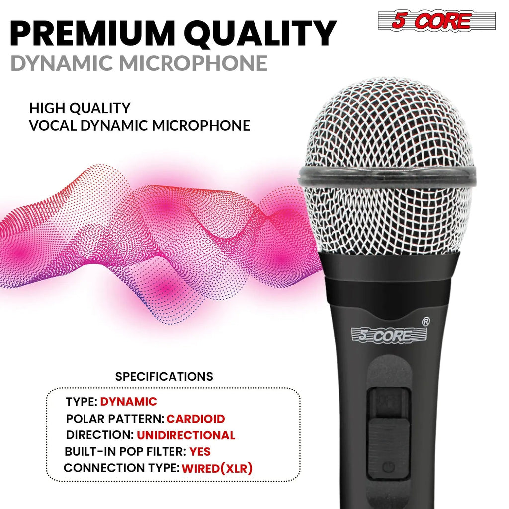 5Core XLR Microphone Dynamic Mic Karaoke Singing Studio Mics Handheld Microfono - HONORABLE VETERANS SOLUTIONS