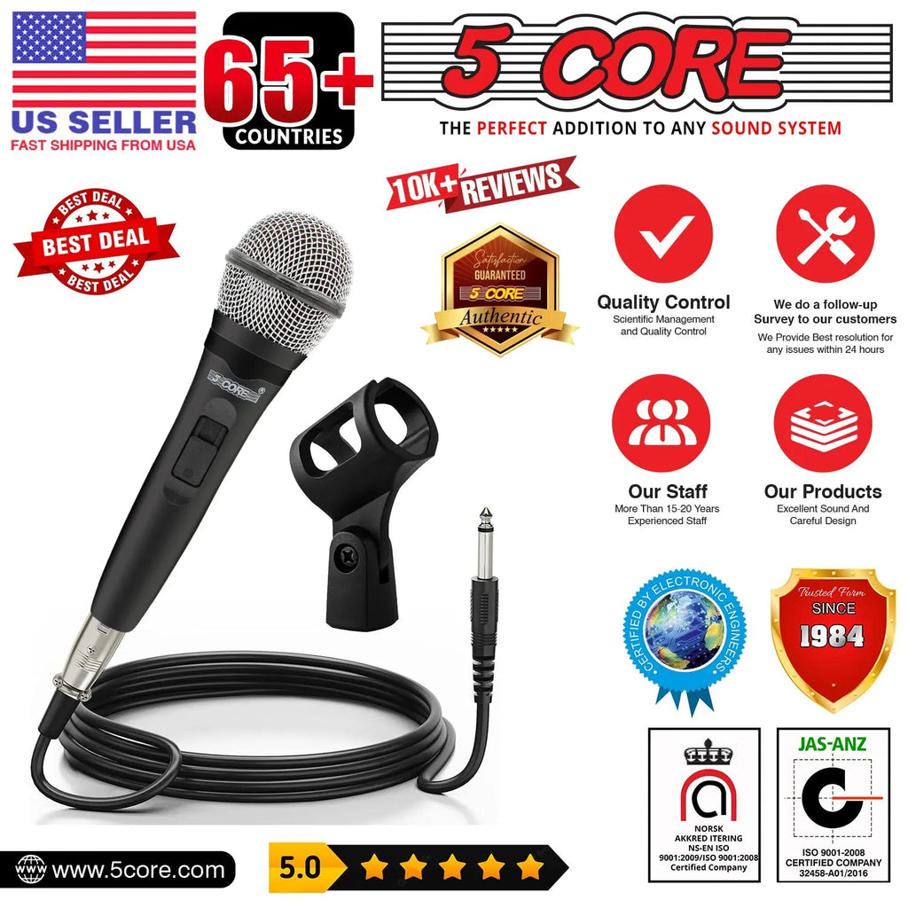 5Core XLR Microphone Dynamic Mic Karaoke Singing Studio Mics Handheld Microfono - HONORABLE VETERANS SOLUTIONS