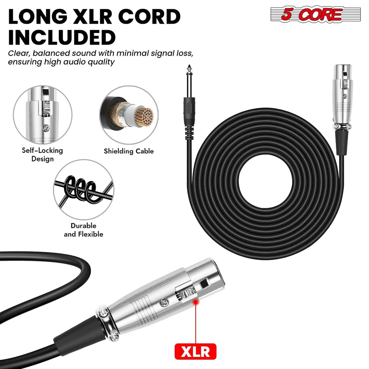 5Core XLR Microphone Dynamic Mic Karaoke Singing Studio Mics Handheld Microfono - HONORABLE VETERANS SOLUTIONS