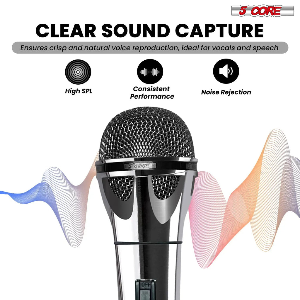 5Core XLR Microphone Dynamic Mic Karaoke Singing Studio Mics Handheld Microfono - HONORABLE VETERANS SOLUTIONS