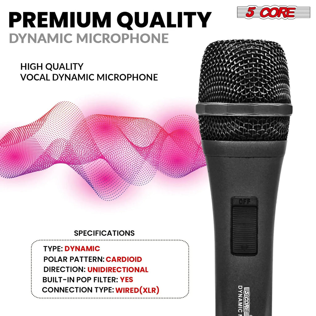 5Core XLR Microphone Dynamic Mic Karaoke Singing Studio Mics Handheld Microfono - HONORABLE VETERANS SOLUTIONS
