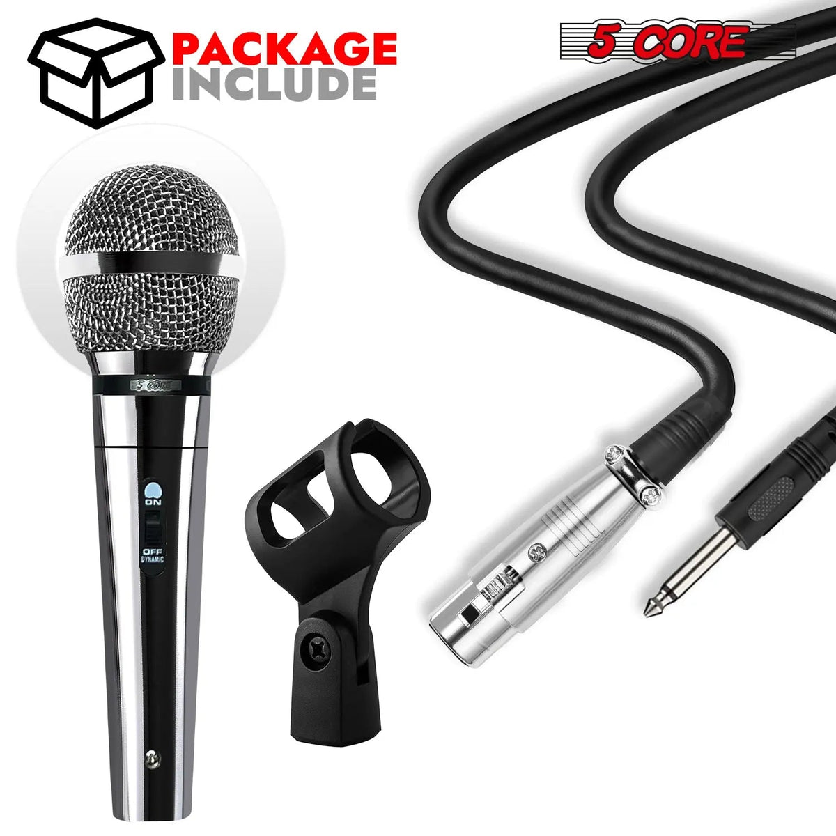 5Core XLR Microphone Dynamic Mic Karaoke Singing Studio Mics Handheld Microfono - HONORABLE VETERANS SOLUTIONS