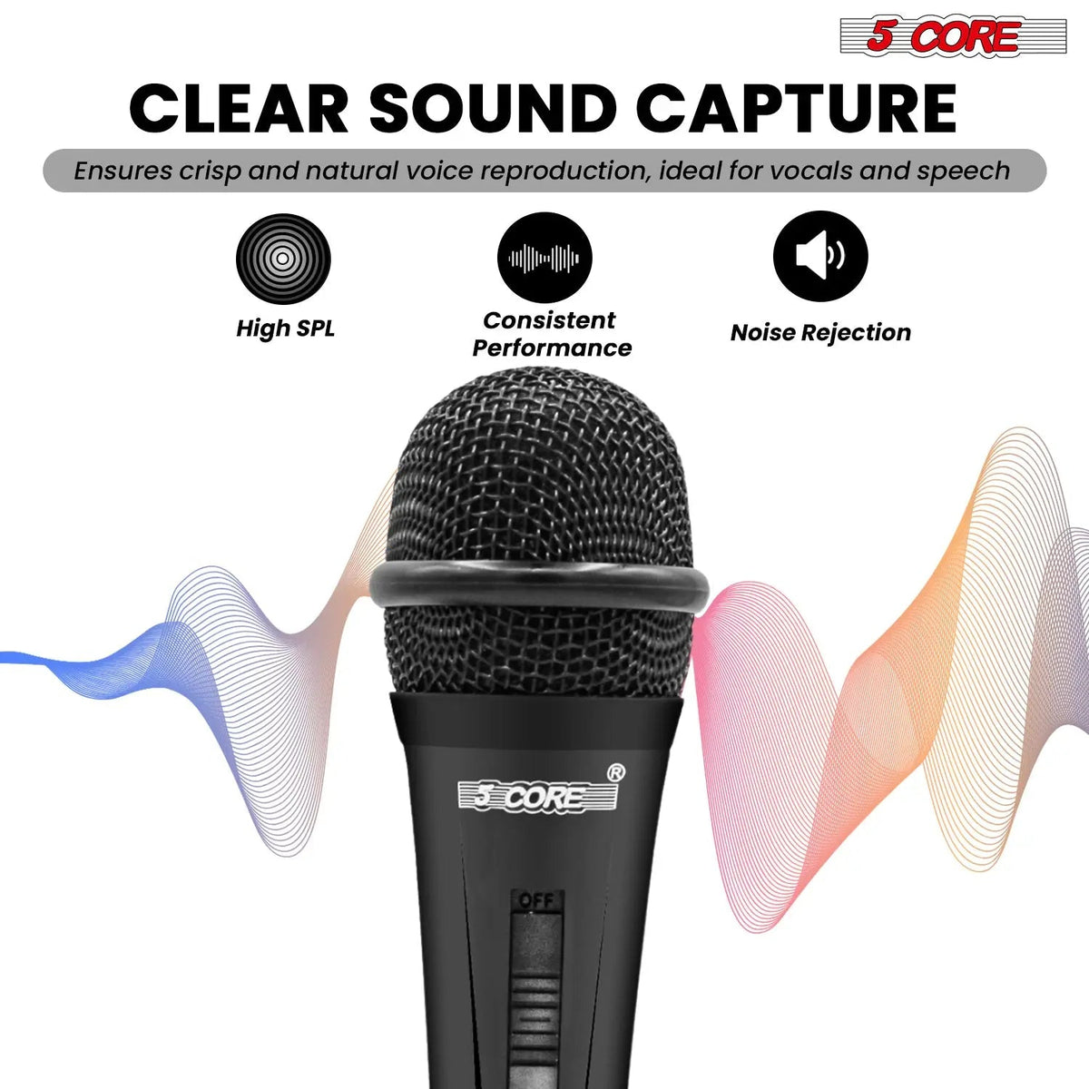 5Core XLR Microphone Dynamic Mic Karaoke Singing Studio Mics Handheld Microfono - HONORABLE VETERANS SOLUTIONS