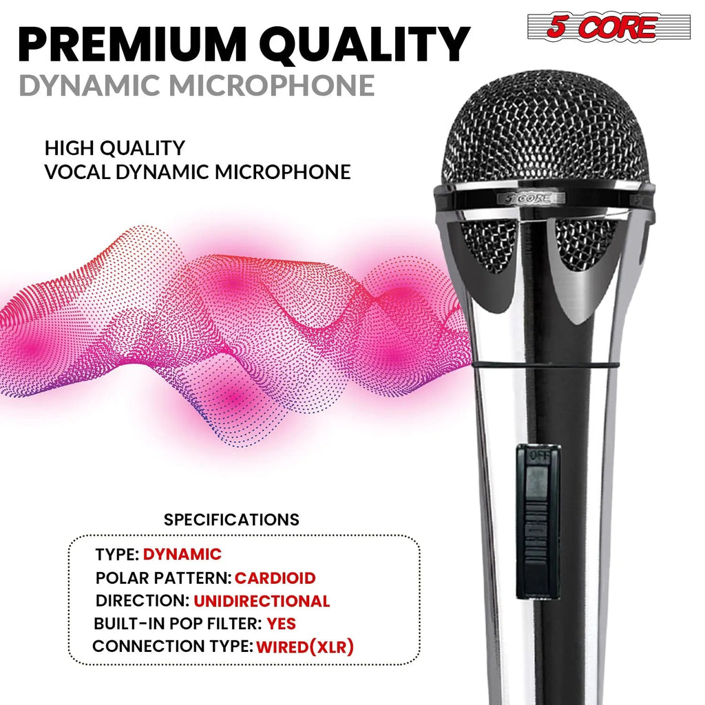 5Core XLR Microphone Dynamic Mic Karaoke Singing Studio Mics Handheld Microfono - HONORABLE VETERANS SOLUTIONS