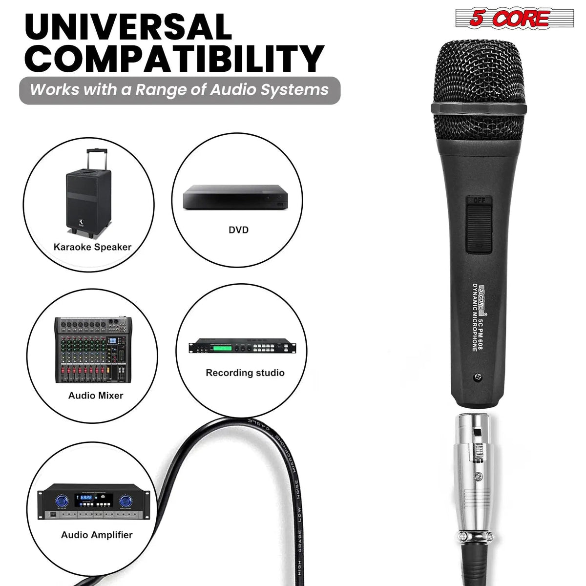5Core XLR Microphone Dynamic Mic Karaoke Singing Studio Mics Handheld Microfono - HONORABLE VETERANS SOLUTIONS