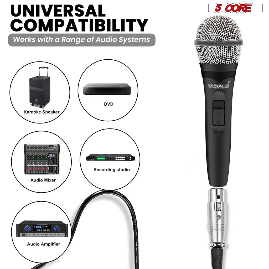5Core XLR Microphone Dynamic Mic Karaoke Singing Studio Mics Handheld Microfono - HONORABLE VETERANS SOLUTIONS
