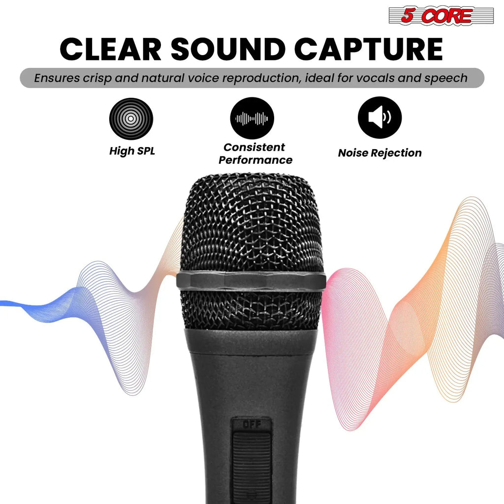 5Core XLR Microphone Dynamic Mic Karaoke Singing Studio Mics Handheld Microfono - HONORABLE VETERANS SOLUTIONS