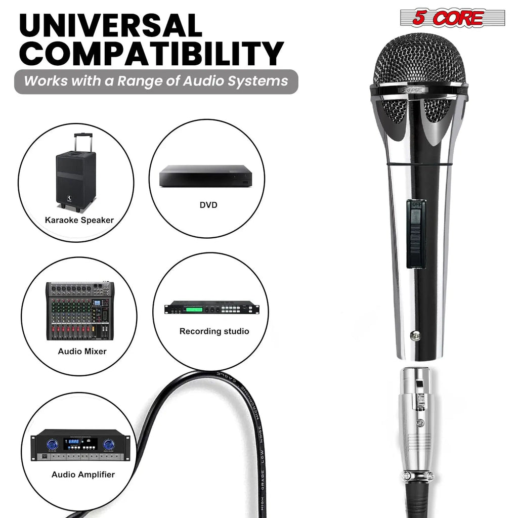 5Core XLR Microphone Dynamic Mic Karaoke Singing Studio Mics Handheld Microfono - HONORABLE VETERANS SOLUTIONS