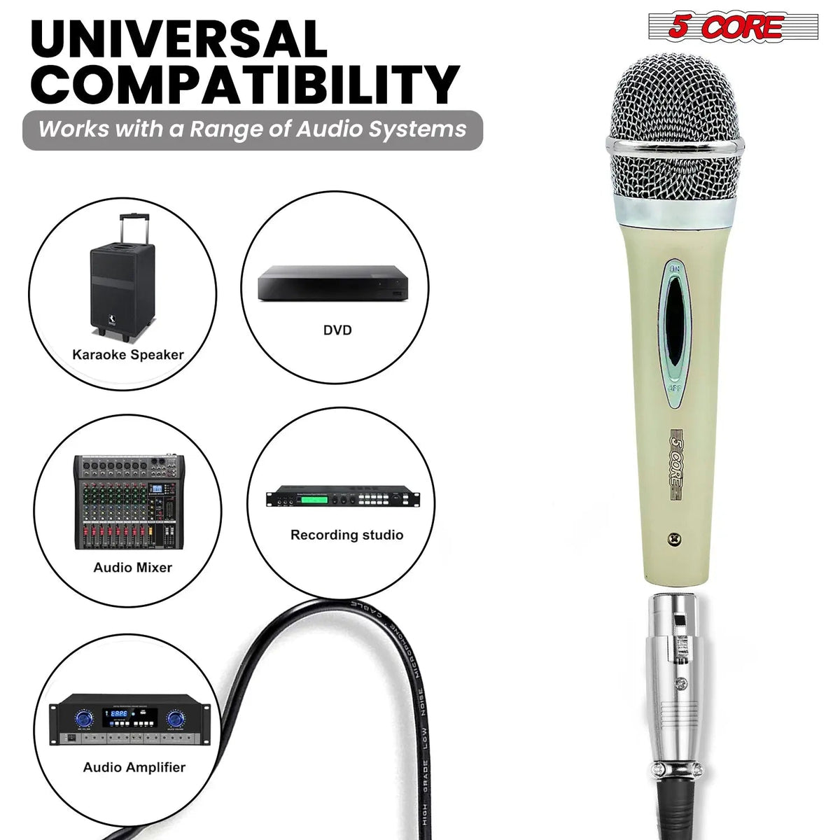 5Core XLR Microphone Dynamic Mic Karaoke Singing Studio Mics Handheld Microfono - HONORABLE VETERANS SOLUTIONS