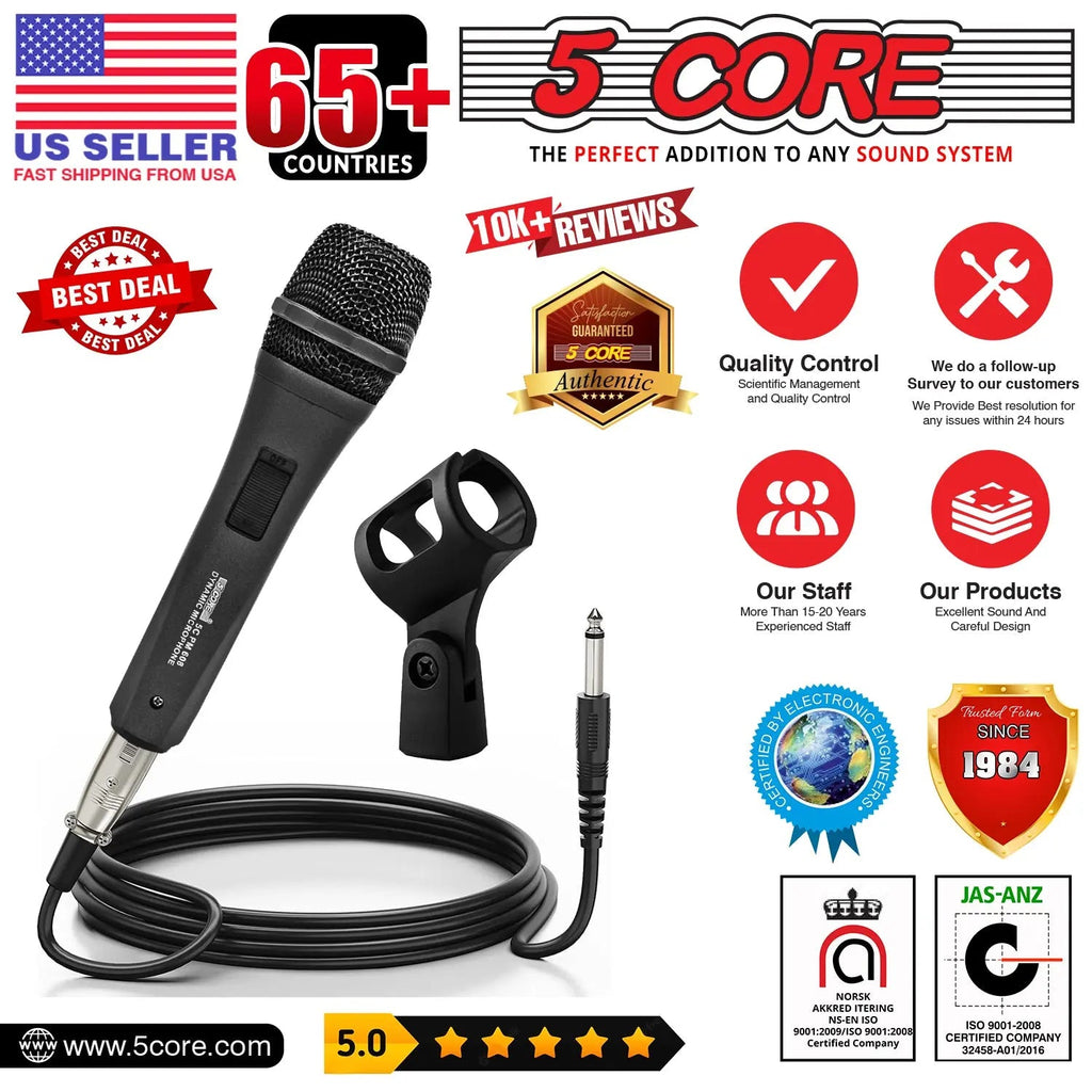 5Core XLR Microphone Dynamic Mic Karaoke Singing Studio Mics Handheld Microfono - HONORABLE VETERANS SOLUTIONS