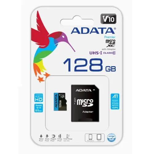 ADATA 128GB Premier MicroSDXC Card with SD Adapter, UHS-I Class 10, A1 App Performance, 85MB/s - HONORABLE VETERANS SOLUTIONS