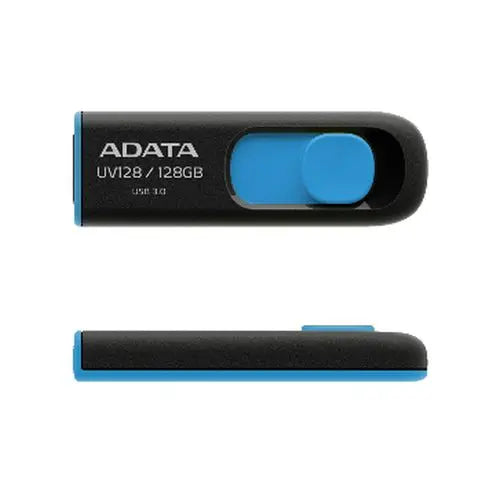 ADATA 128GB UV128 USB 3.0 Memory Pen, Retractable, Capless, Black & Blue - HONORABLE VETERANS SOLUTIONS