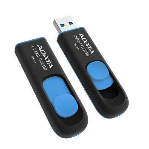 ADATA 128GB UV128 USB 3.0 Memory Pen, Retractable, Capless, Black & Blue - HONORABLE VETERANS SOLUTIONS