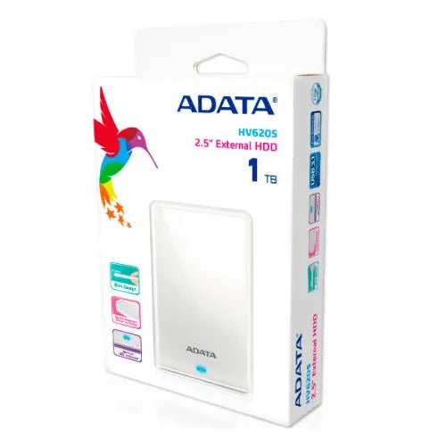 ADATA 1TB HV620S Slim External Hard Drive, 2.5", USB 3.2, 11.5mm Thick, White - HONORABLE VETERANS SOLUTIONS