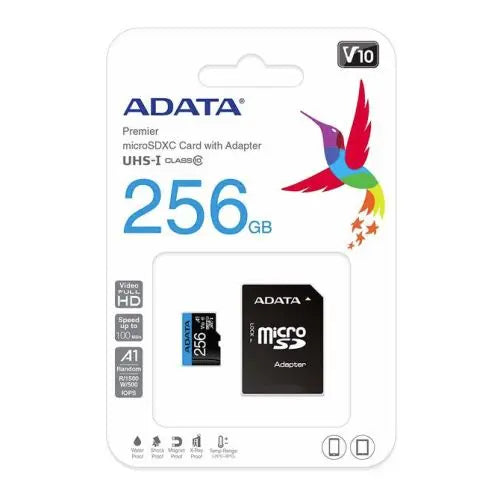 ADATA 256GB Premier MicroSDXC Card with SD Adapter, UHS-I Class 10, A1 App Performance, 85MB/s - HONORABLE VETERANS SOLUTIONS