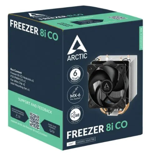 ARCTIC Freezer 8i CO Compact Intel Heatsink & Fan for Continuous Operation, Intel 1851/1700, Dual Ball Bearing, Direct Touch Technology - HONORABLE VETERANS SOLUTIONS