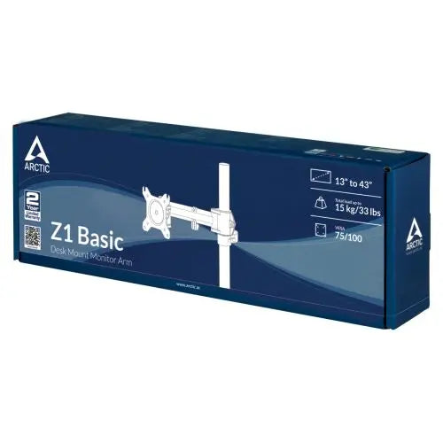 ARCTIC Z1 Basic Single Monitor Arm, 13" - 43" Monitors, 180° Swivel, 360° Rotation - HONORABLE VETERANS SOLUTIONS