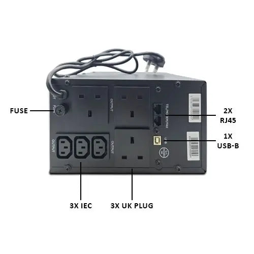 Armour 1200VA UPS, 720W, LCD Display, 3x UK Plug, 2x RJ45, 3x IEC, USB - HONORABLE VETERANS SOLUTIONS