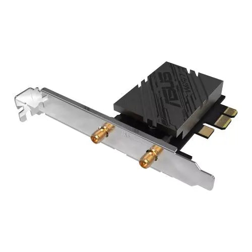 Asus (PCE-BE92BT) BE9400 Wi-Fi 7 Tri-Band PCI Express Adapter, Bluetooth 5.4, WPA3, External Base/Antennas *Compatible with lntel Motherboards Only* - HONORABLE VETERANS SOLUTIONS