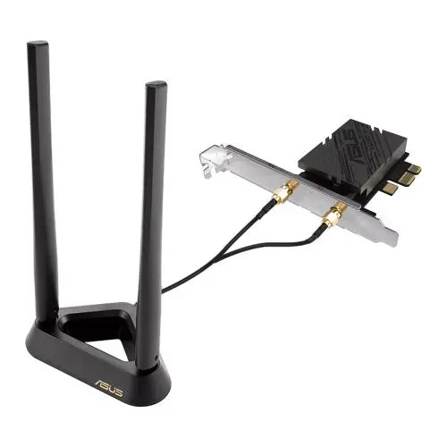Asus (PCE-BE92BT) BE9400 Wi-Fi 7 Tri-Band PCI Express Adapter, Bluetooth 5.4, WPA3, External Base/Antennas *Compatible with lntel Motherboards Only* - HONORABLE VETERANS SOLUTIONS