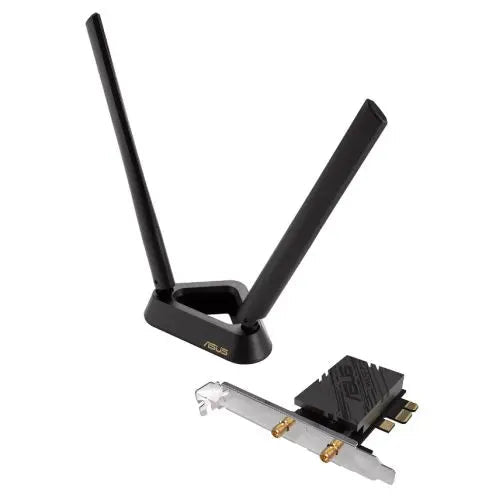 Asus (PCE-BE92BT) BE9400 Wi-Fi 7 Tri-Band PCI Express Adapter, Bluetooth 5.4, WPA3, External Base/Antennas *Compatible with lntel Motherboards Only* - HONORABLE VETERANS SOLUTIONS