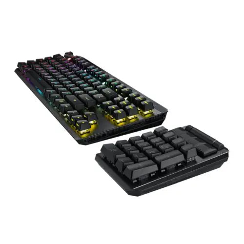 Asus ROG CLAYMORE II RGB Mechanical Gaming Keyboard w/ PBT Keycaps, Wired/Wireless, RX Red Mechanical Switches, Fully Programmable Keys, Detachable Numpad & Wrist Rest - HONORABLE VETERANS SOLUTIONS