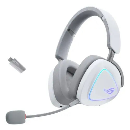Asus ROG DELTA II Tri-Mode Wireless Gaming Headset, 2.4GHz/Btooth/3.5mm Jack, 50mm Titanium Drivers, DualFlow Audio, 110-Hour Battery, RGB, White - HONORABLE VETERANS SOLUTIONS