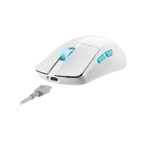 Asus ROG Harpe Ace Aim Lab Edition Gaming Mouse, Wireless/Bluetooth/USB, Synergistic Software, RGB, Mouse Grip Tape, White - HONORABLE VETERANS SOLUTIONS