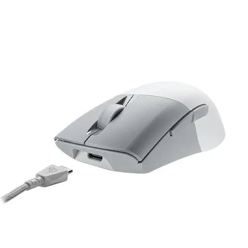 Asus ROG Keris AimPoint Wired/Wireless/Bluetooth Optical Gaming Mouse, 36000 DPI, Swappable Switches, RGB, Mouse Grip Tape, White - HONORABLE VETERANS SOLUTIONS