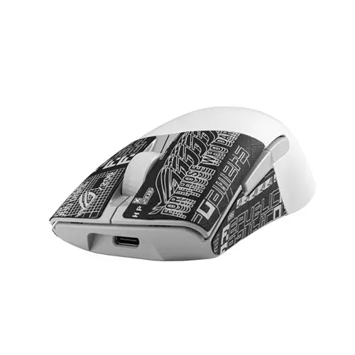 Asus ROG Keris AimPoint Wired/Wireless/Bluetooth Optical Gaming Mouse, 36000 DPI, Swappable Switches, RGB, Mouse Grip Tape, White - HONORABLE VETERANS SOLUTIONS