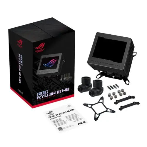 Asus ROG Ryujin III WB CPU Water Block, Full-Colour 3.5" LCD Customisable Screen, Embedded VRM Fan, Black - HONORABLE VETERANS SOLUTIONS