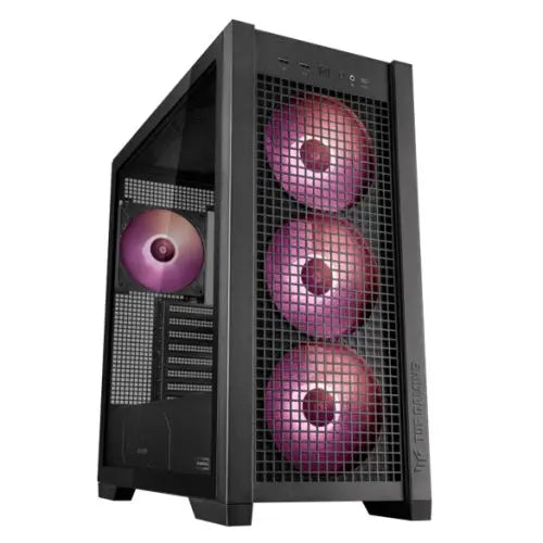 Asus TUF Gaming GT302 ARGB Case w/ Glass Window, E-ATX, 4x ARGB Fans, Interchangeable Side Panel, USB-C, Asus BTF Compatible, Black - HONORABLE VETERANS SOLUTIONS