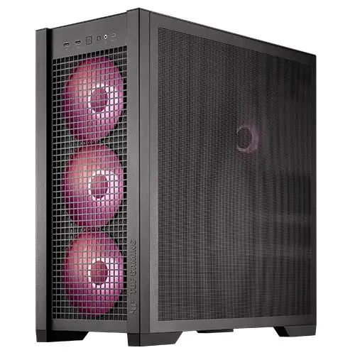 Asus TUF Gaming GT302 ARGB Case w/ Glass Window, E-ATX, 4x ARGB Fans, Interchangeable Side Panel, USB-C, Asus BTF Compatible, Black - HONORABLE VETERANS SOLUTIONS