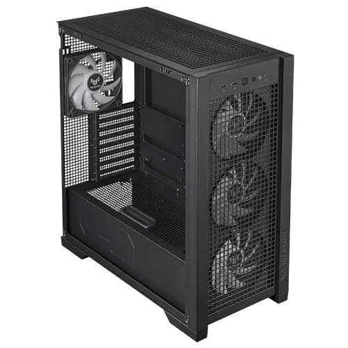 Asus TUF Gaming GT302 ARGB Case w/ Glass Window, E-ATX, 4x ARGB Fans, Interchangeable Side Panel, USB-C, Asus BTF Compatible, Black - HONORABLE VETERANS SOLUTIONS