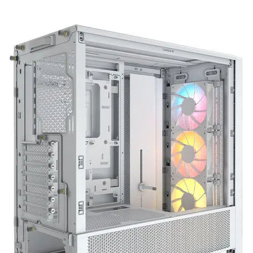 Corsair FRAME 4000D RS ARGB Modular Gaming Case w/ Glass Side, E-ATX, 3x ARGB Fans, InfiniRail Fan Mounting, USB-C, Asus BTF Compatible, White - HONORABLE VETERANS SOLUTIONS