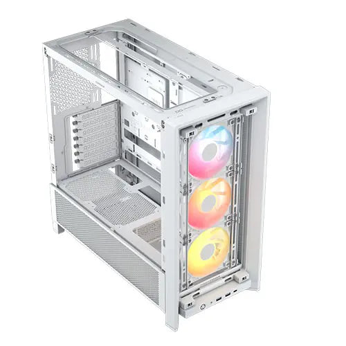 Corsair FRAME 4000D RS ARGB Modular Gaming Case w/ Glass Side, E-ATX, 3x ARGB Fans, InfiniRail Fan Mounting, USB-C, Asus BTF Compatible, White - HONORABLE VETERANS SOLUTIONS