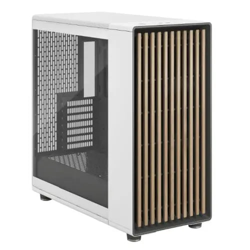 Fractal Design North XL Chalk White (TG Clear) Case w/ Clear Glass Window, E-ATX, 3 PWM Fans, USB-C, Oak Front - HONORABLE VETERANS SOLUTIONS