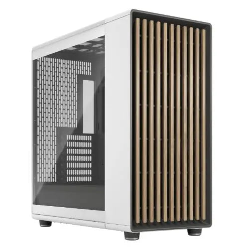 Fractal Design North XL Chalk White (TG Clear) Case w/ Clear Glass Window, E-ATX, 3 PWM Fans, USB-C, Oak Front - HONORABLE VETERANS SOLUTIONS