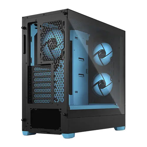 Fractal Design Pop Air RGB (Cyan Core TG) Gaming Case w/ Clear Glass Window, ATX, Hexagonal Mesh Front, Cyan Interior/Accents, 3 RGB Fans & ARGB Controller - HONORABLE VETERANS SOLUTIONS