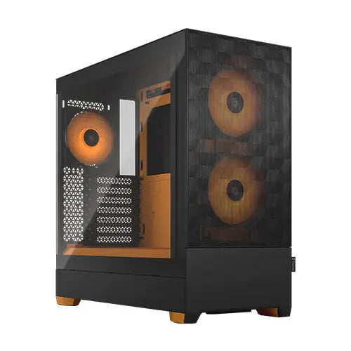 Fractal Design Pop Air RGB (Orange Core TG) Gaming Case w/ Clear Glass Window, ATX, Hexagonal Mesh Front, Orange Interior/Accents, 3 RGB Fans & ARGB Controller - HONORABLE VETERANS SOLUTIONS