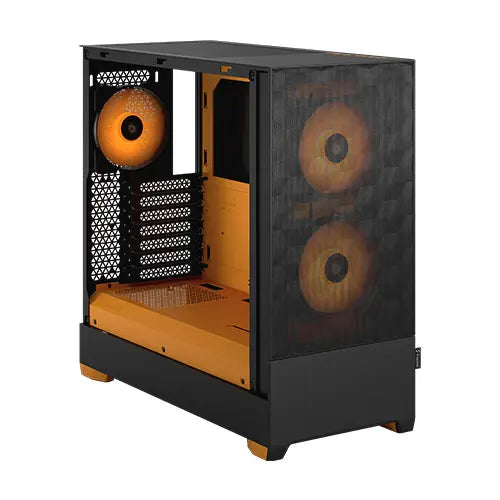 Fractal Design Pop Air RGB (Orange Core TG) Gaming Case w/ Clear Glass Window, ATX, Hexagonal Mesh Front, Orange Interior/Accents, 3 RGB Fans & ARGB Controller - HONORABLE VETERANS SOLUTIONS
