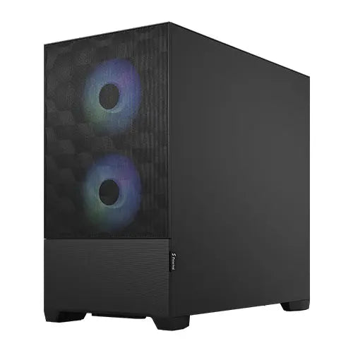 Fractal Design Pop Mini Air RGB (Black TG) Gaming Case w/ Clear Glass Window, Micro ATX, Hexagonal Mesh Front, 3 RGB Fans & ARGB Controller - HONORABLE VETERANS SOLUTIONS