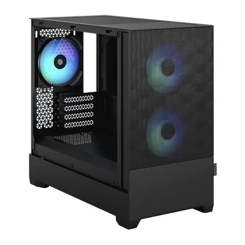 Fractal Design Pop Mini Air RGB (Black TG) Gaming Case w/ Clear Glass Window, Micro ATX, Hexagonal Mesh Front, 3 RGB Fans & ARGB Controller - HONORABLE VETERANS SOLUTIONS