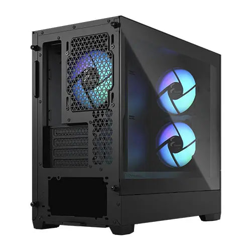 Fractal Design Pop Mini Air RGB (Black TG) Gaming Case w/ Clear Glass Window, Micro ATX, Hexagonal Mesh Front, 3 RGB Fans & ARGB Controller - HONORABLE VETERANS SOLUTIONS