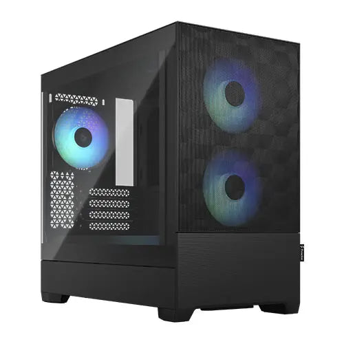 Fractal Design Pop Mini Air RGB (Black TG) Gaming Case w/ Clear Glass Window, Micro ATX, Hexagonal Mesh Front, 3 RGB Fans & ARGB Controller - HONORABLE VETERANS SOLUTIONS
