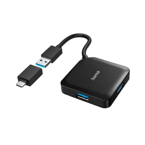 Hama External 4-Port USB 3.2 Gen 1 Hub, USB Powered, USB-A w/ USB-C Adapter - HONORABLE VETERANS SOLUTIONS