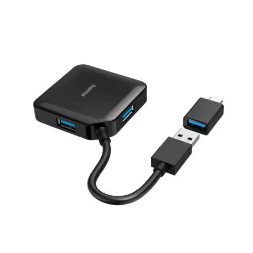 Hama External 4-Port USB 3.2 Gen 1 Hub, USB Powered, USB-A w/ USB-C Adapter - HONORABLE VETERANS SOLUTIONS